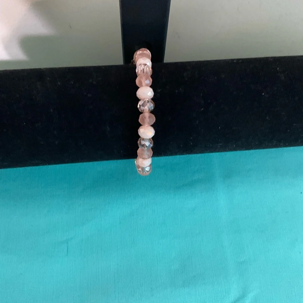 Cream and Beige Beaded Bracelet w/White Druzzy